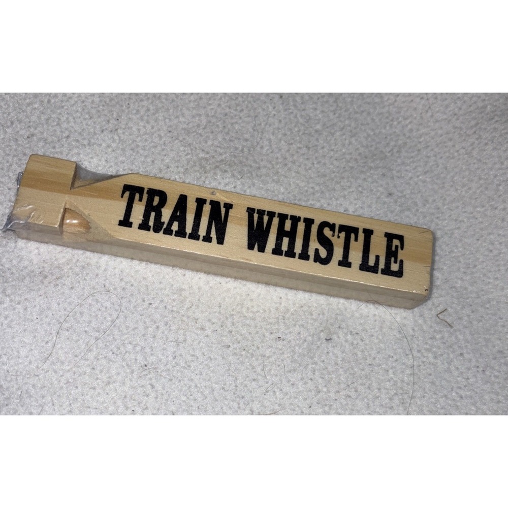 Wooden Choo Choo Train Whistle. 6 " New In Sealed Package Kids Party Fun